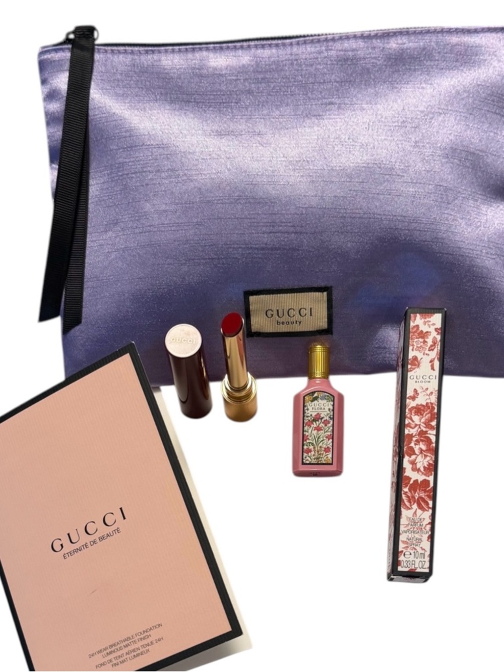 Gucci Beauty Cosmetic Bag @ Bundle -Flora,Bloom, Lipstick, Travel Gift NEW